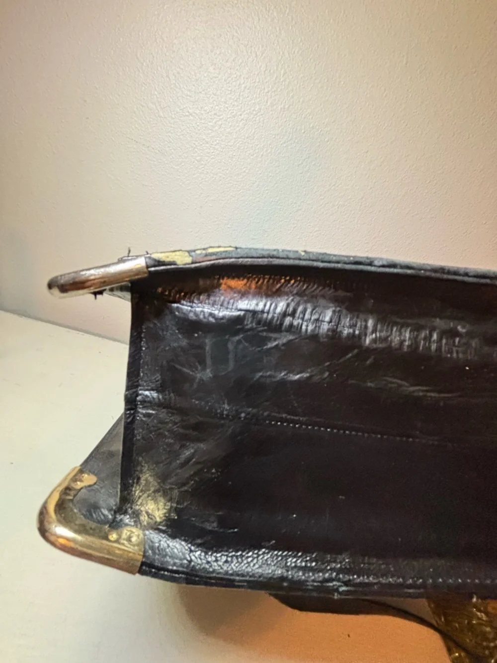 Vintage Black Eel Skin Briefcase with Dual Top Handles
